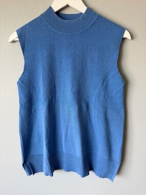 Mila Owen blue mock neck rayon cotton blend sleeveless knit sweater sz 1 US 6/8